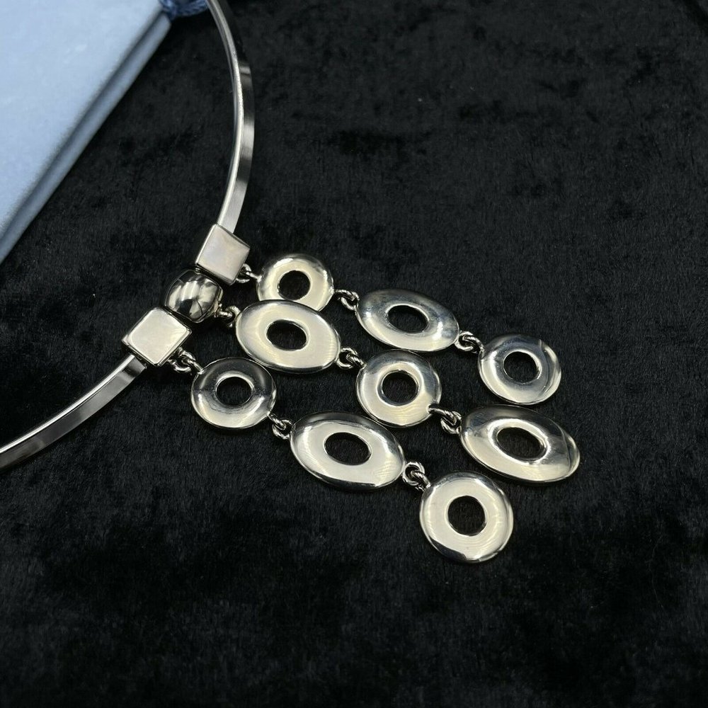 Emma Page Jewellery Pendant Triple Ovals Circles Silver 6cm - Picture 1 of 4
